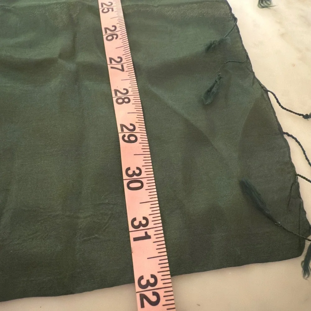 Ombre Silk Scarf Shawl‎ Wrap Green Dip Dye Fringed